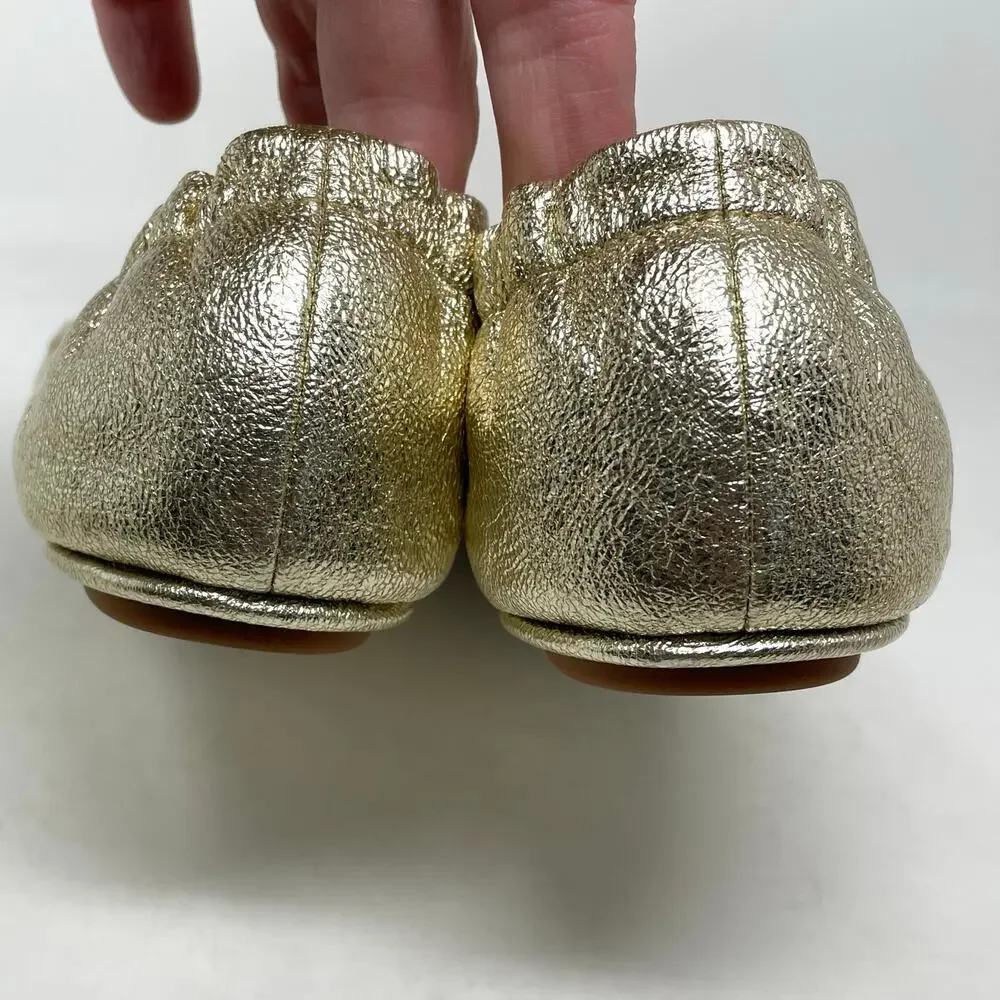 Tory Burch Gold Logo Ballet Flats